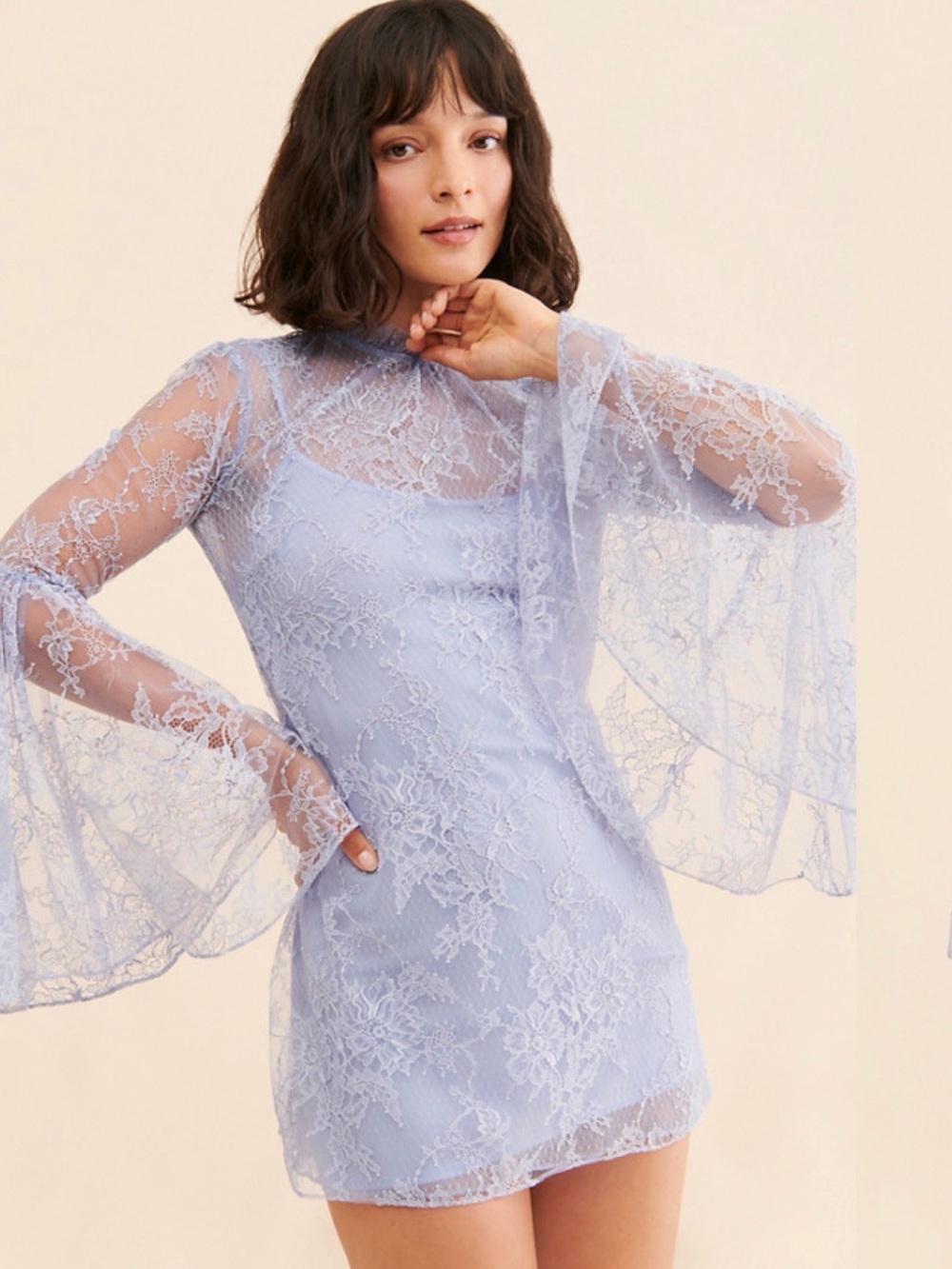 Katie May Light Lavender Lace Mini Dress